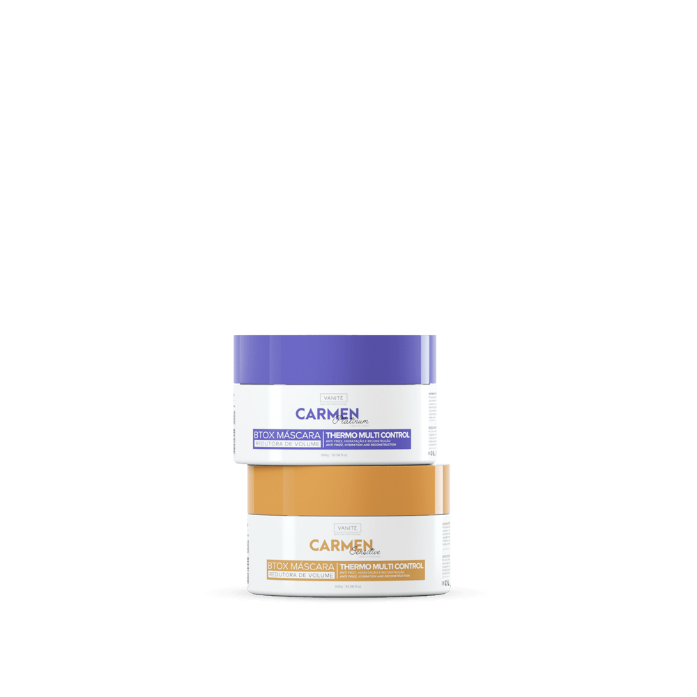 Kit - 1 Unit Btox Carmen Sensitive + 1 Unit Btox Carmen Platinum | Thermo Control Quaternized | 300g - Make Beauty International