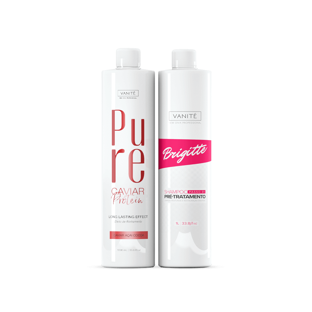 Kit Pure Protein | Semi Definitive Organic and Formaldehyde Free + Brigitte Pre-Treatment Shampoo 1000ml (33.8 fl oz) - Make Beauty International