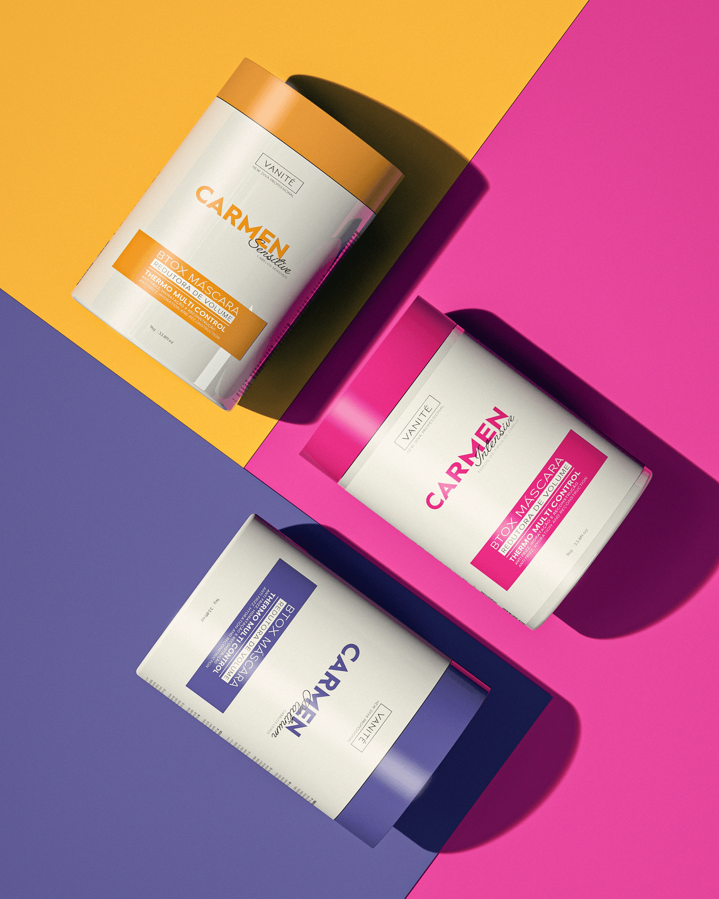 Kit - 1 Unit Btox Carmen Sensitive + 1 Unit Btox Carmen Platinum + 1 Unit Btox Carmen Itensive | Thermo Control Quaternized | 1kg - Make Beauty International