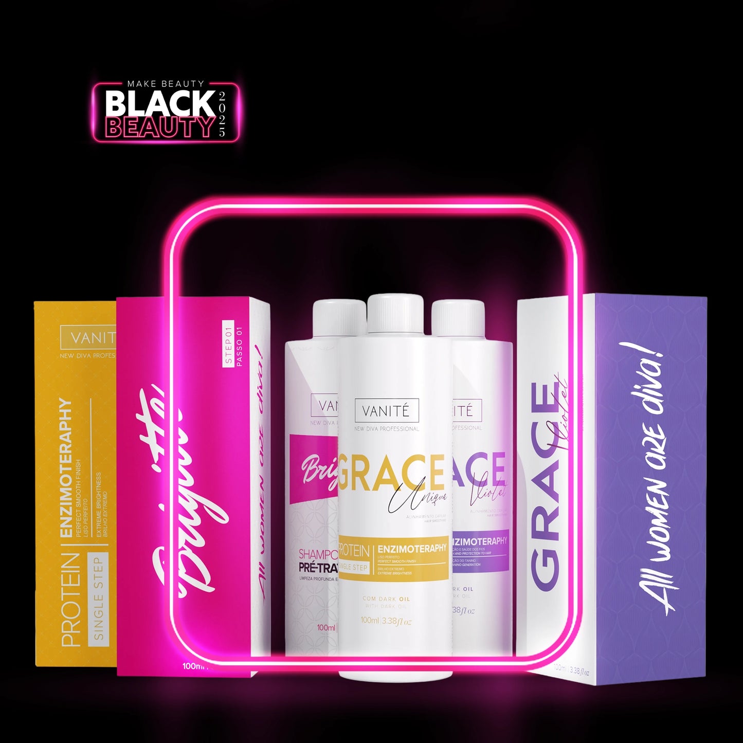 Kit - 1 unit Grace Enzimoteraphy Unique + 1 unit Grace Enzimoteraphy Violet + 1 unit Brigitte Pre-Treatment Shampoo | 100ml