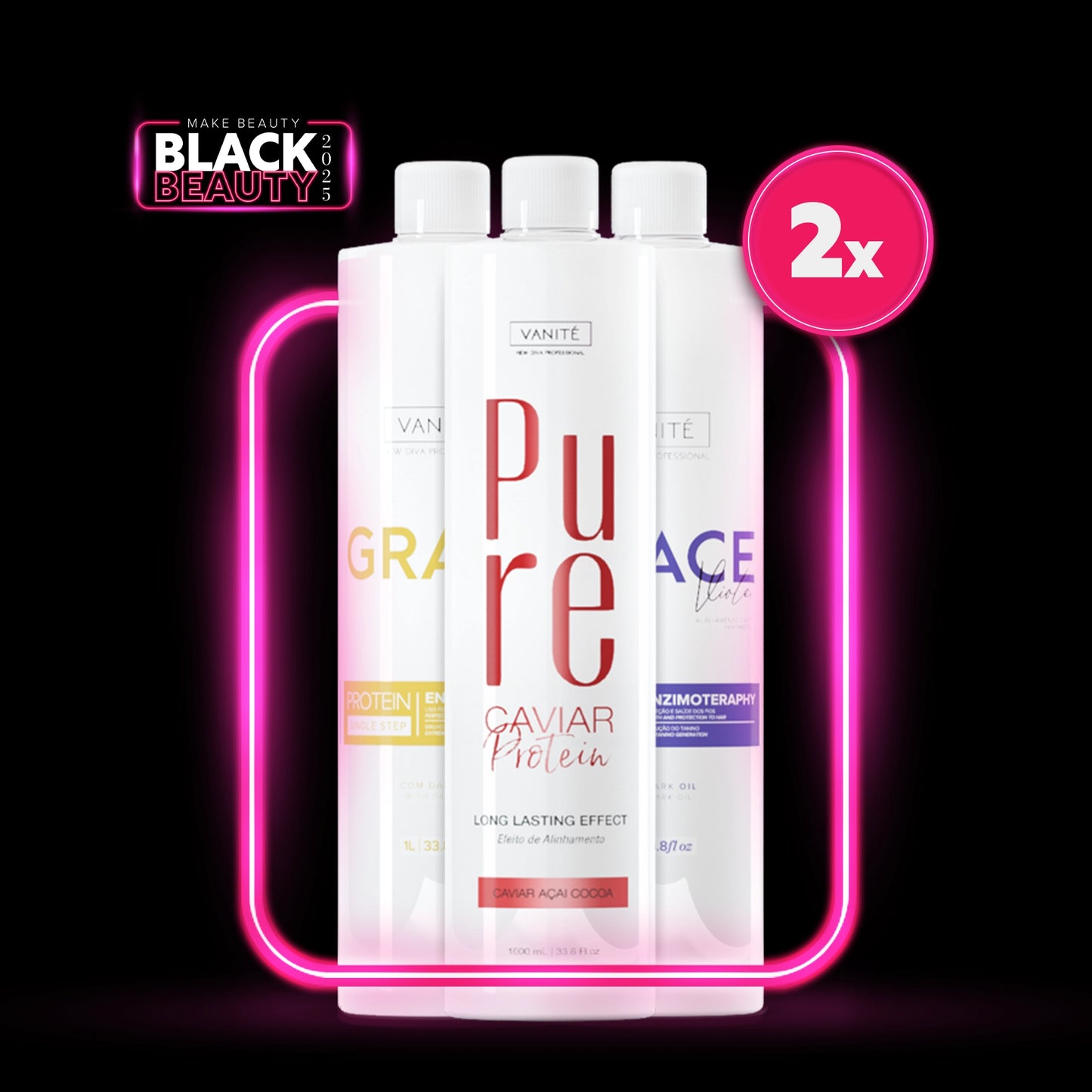 Kit 2 Pure Protein 1000ml + 2 Grace Violet 1000ml + 2 Grace Unique 1000ml (33.8 fl oz)