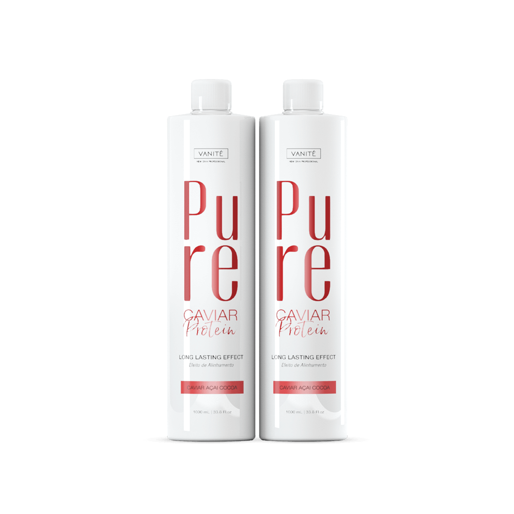 Kit - 2 Units Pure Protein | Semi Definitive Organic and Formaldehyde Free | For All Hair Types | 1000ml (33.8 fl oz) - Make Beauty International