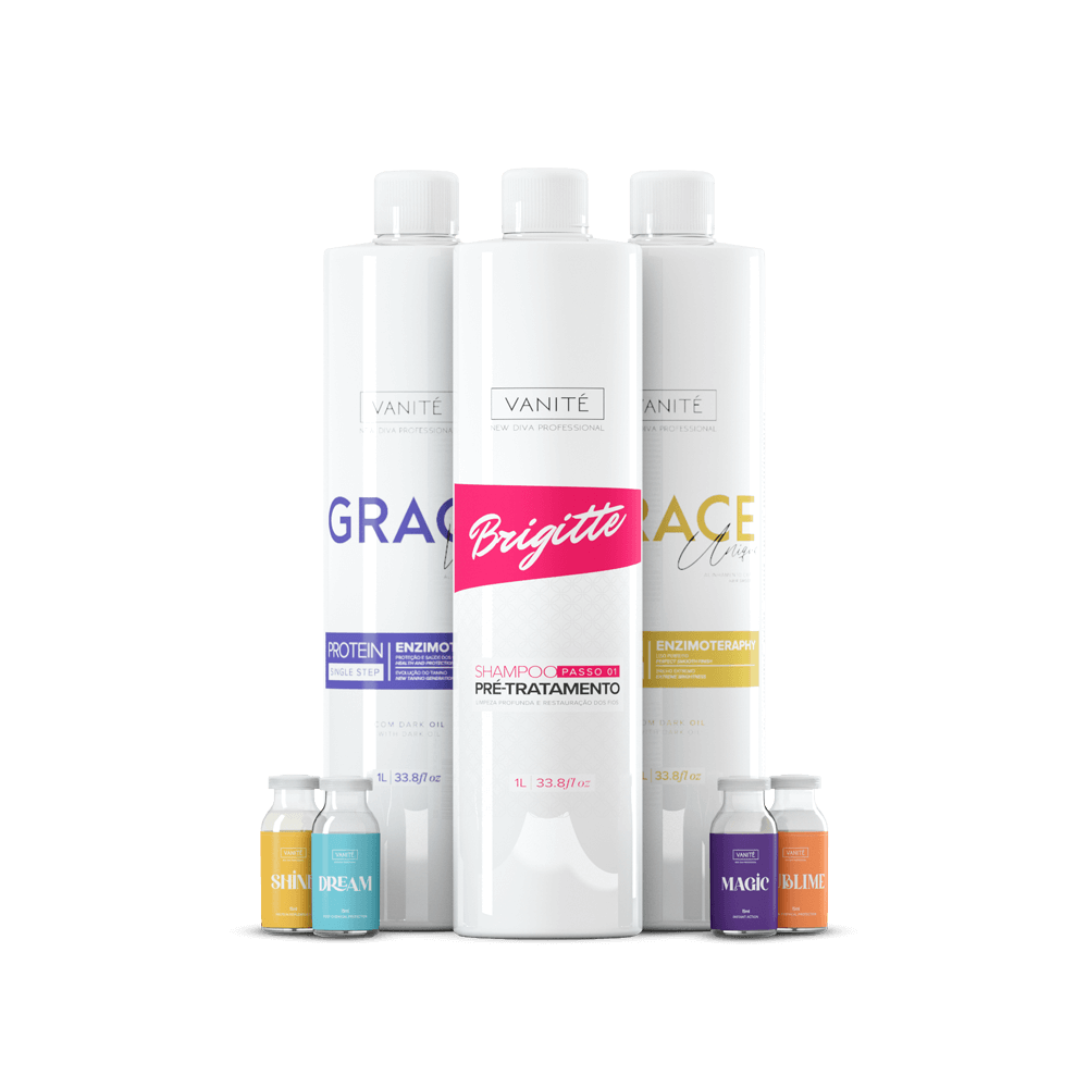 Kit Pro Beauty | 1 und Shampoo Brigitte 1000ml + 1 und Grace Violet 1000ml + 1 und Grace Unique 1000ml & 4 free ampoules - Make Beauty International