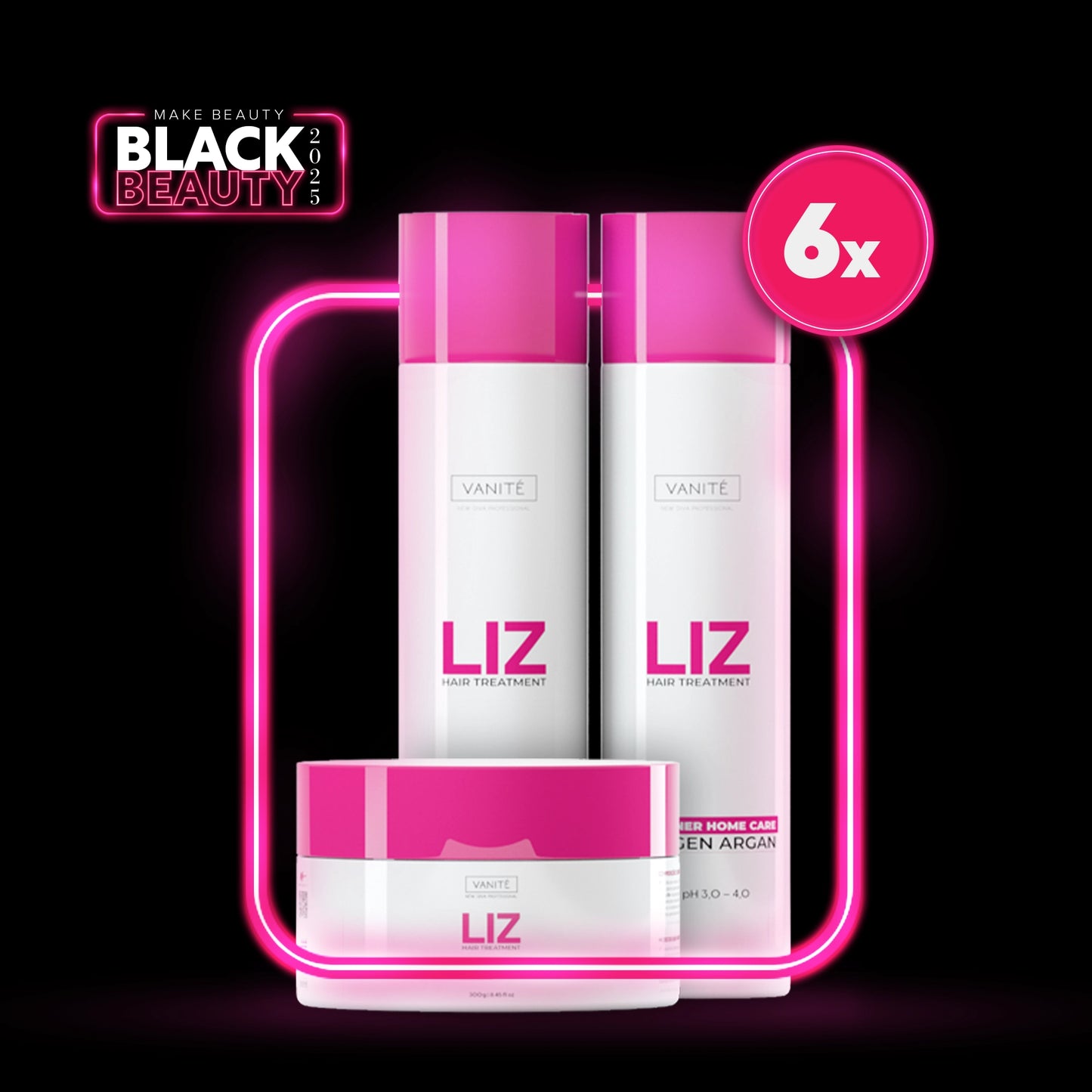 Kit - 6 Units Home Care Liz | 6 Shampoos + 6 Conditioners + 6 Masks | For All Hair Types