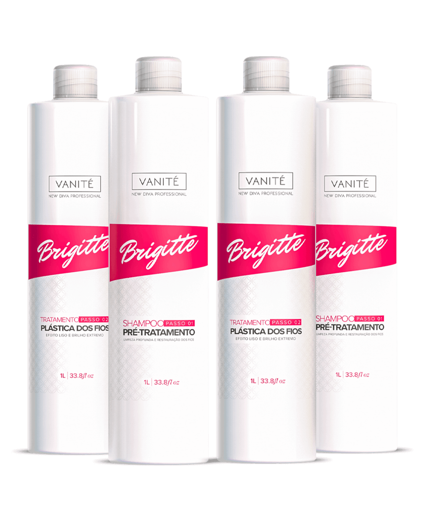 Kit - 2 units Brazilian Keratin Brigitte + 2 units Shampoo Brigitte | For All Hair Types | 1000ml (33.8 fl oz) - Make Beauty International