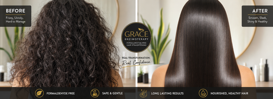 Grace Enzimoteraphy hair treatment in action for smooth, straight hair