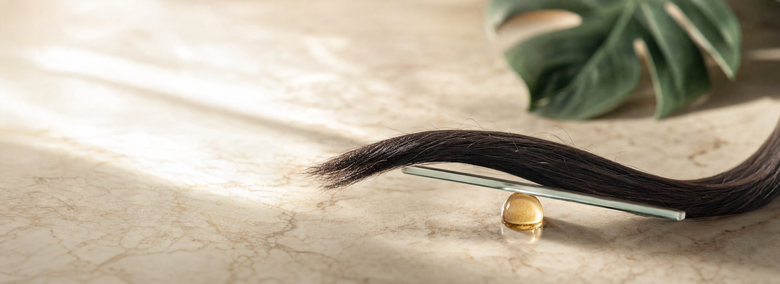Glossy straight hair beside formaldehyde-free smoothing and protein hair products
