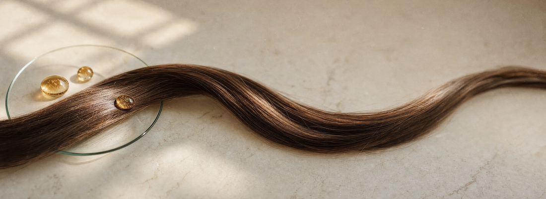 Glossy straight hair beside enzyme therapy, keratin, caviar protein, and hair botox products