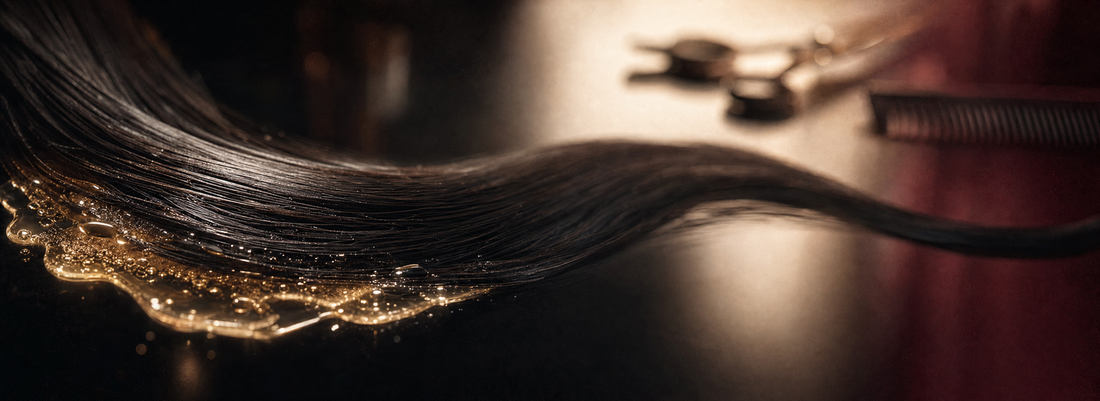 Glossy straight hair beside enzymotherapy, hair Botox and caviar protein products