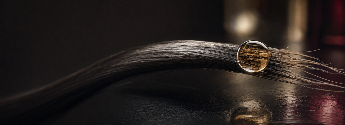 Glossy straight hair beside formaldehyde-free keratin and hair care products