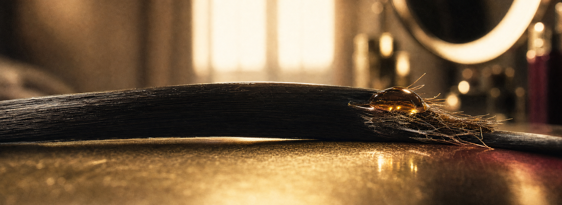 Glossy straight hair beside formaldehyde-free keratin and hair care products