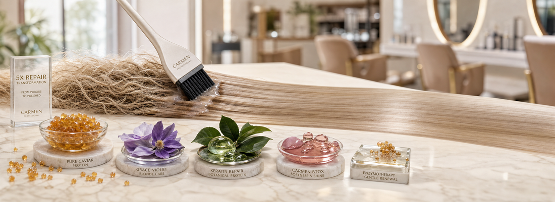 Healthy chemically treated hair after formaldehyde-free keratin and nourishing salon care