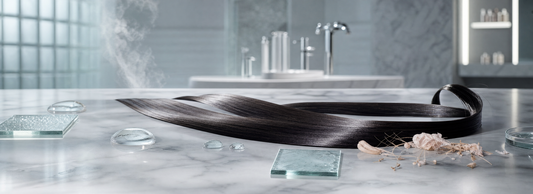 Professional stylist applying formaldehyde-free hair botox smoothing treatment in a salon