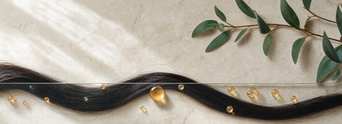 Glossy straight hair beside formaldehyde-free smoothing and conditioning products
