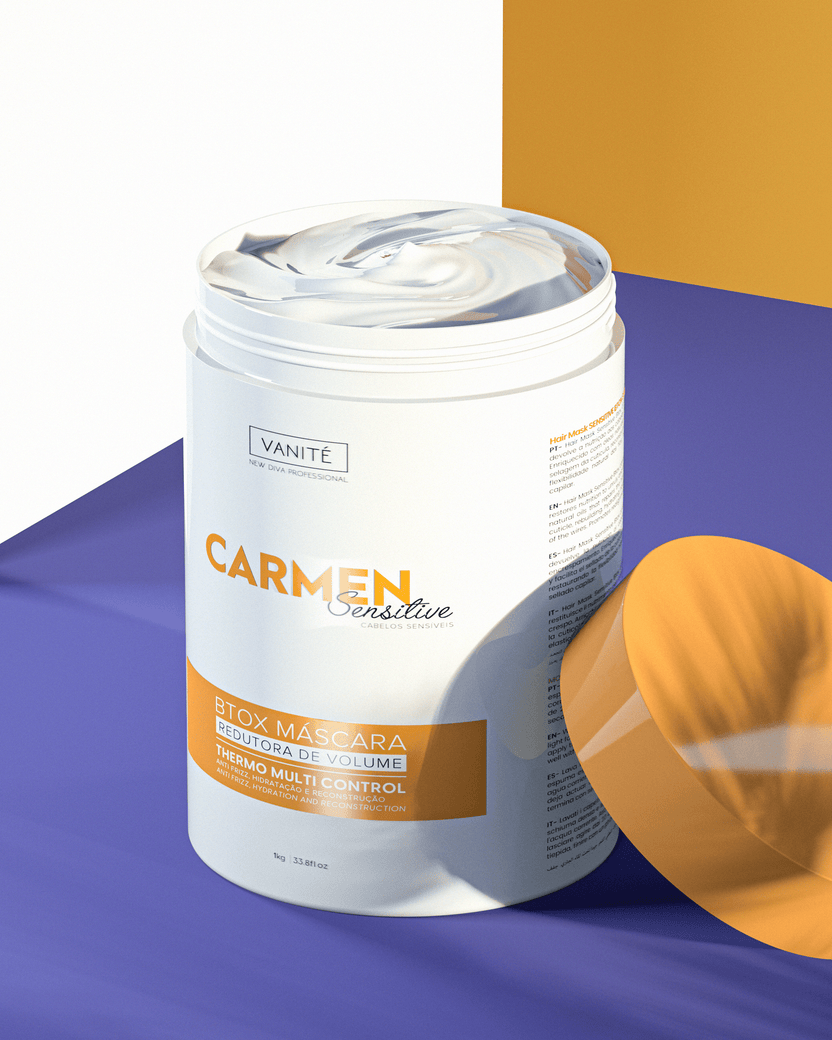 Campanha oficial Carmen Sensitive com embalagem de 1 kg e textura da linha