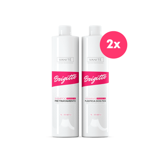 Kit - 2 units Brazilian Keratin Brigitte + 2 units Shampoo Brigitte | For All Hair Types | 1000ml (33.8 fl oz) - Make Beauty International
