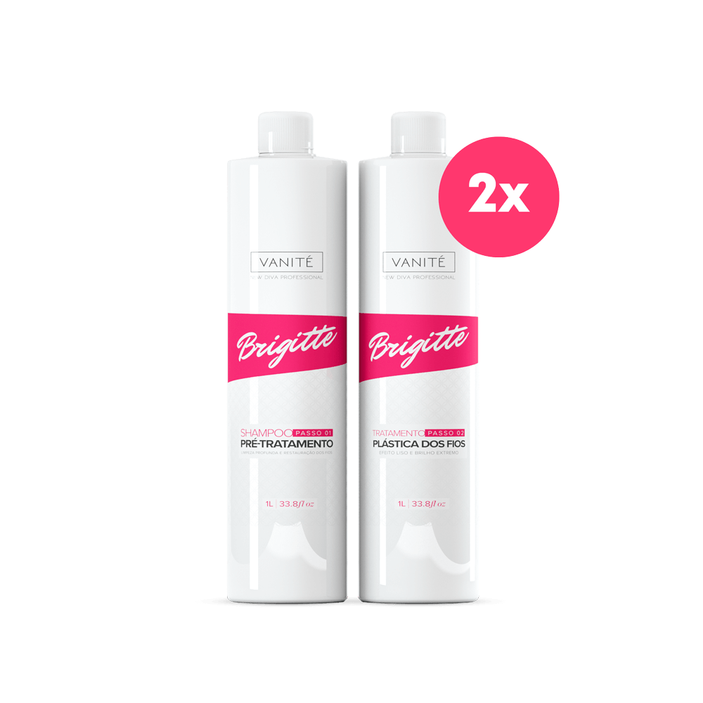 Kit - 2 units Brazilian Keratin Brigitte + 2 units Shampoo Brigitte | For All Hair Types | 1000ml