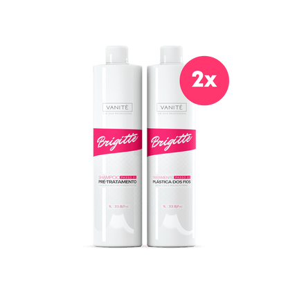 Kit - 2 units Brazilian Keratin Brigitte + 2 units Shampoo Brigitte | For All Hair Types | 1000ml (33.8 fl oz)
