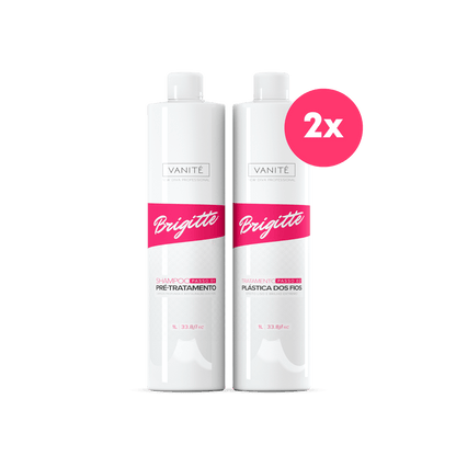 Kit - 2 units Brazilian Keratin Brigitte + 2 units Shampoo Brigitte | For All Hair Types | 1000ml