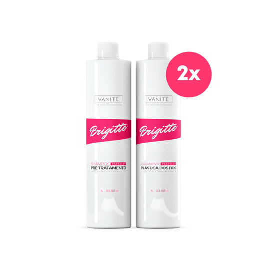 Kit - 2 units Brazilian Keratin Brigitte + 2 units Shampoo Brigitte | For All Hair Types | 1000ml (33.8 fl oz)