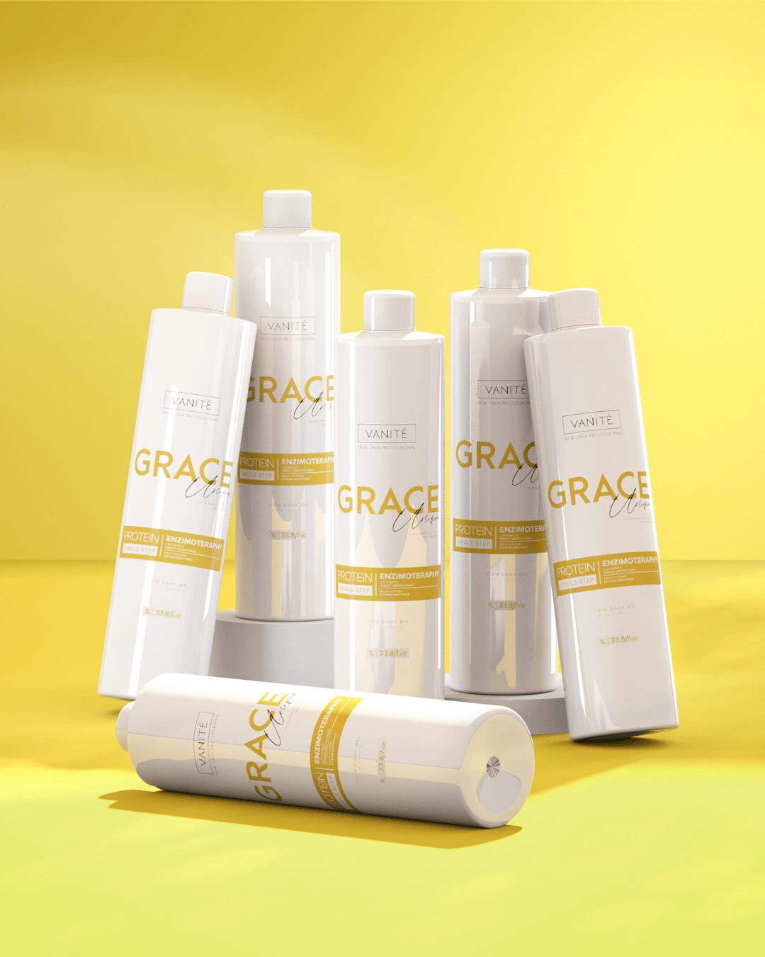 6 units Grace Unique | Straightening Without Odor and Without Burning | For All Hair Types | 1000ml (33.8 fl oz)