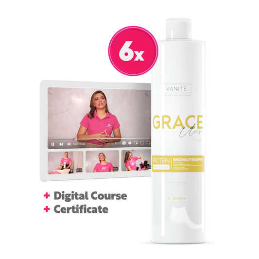 6 units Grace Unique | Straightening Without Odor and Without Burning | For All Hair Types | 1000ml (33.8 fl oz)  + Digital Access Course  + Certificate