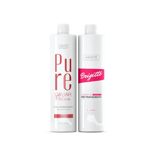 Kit Pure Protein | Semi Definitive Organic and Formaldehyde Free + Brigitte Pre-Treatment Shampoo 1000ml (33.8 fl oz)