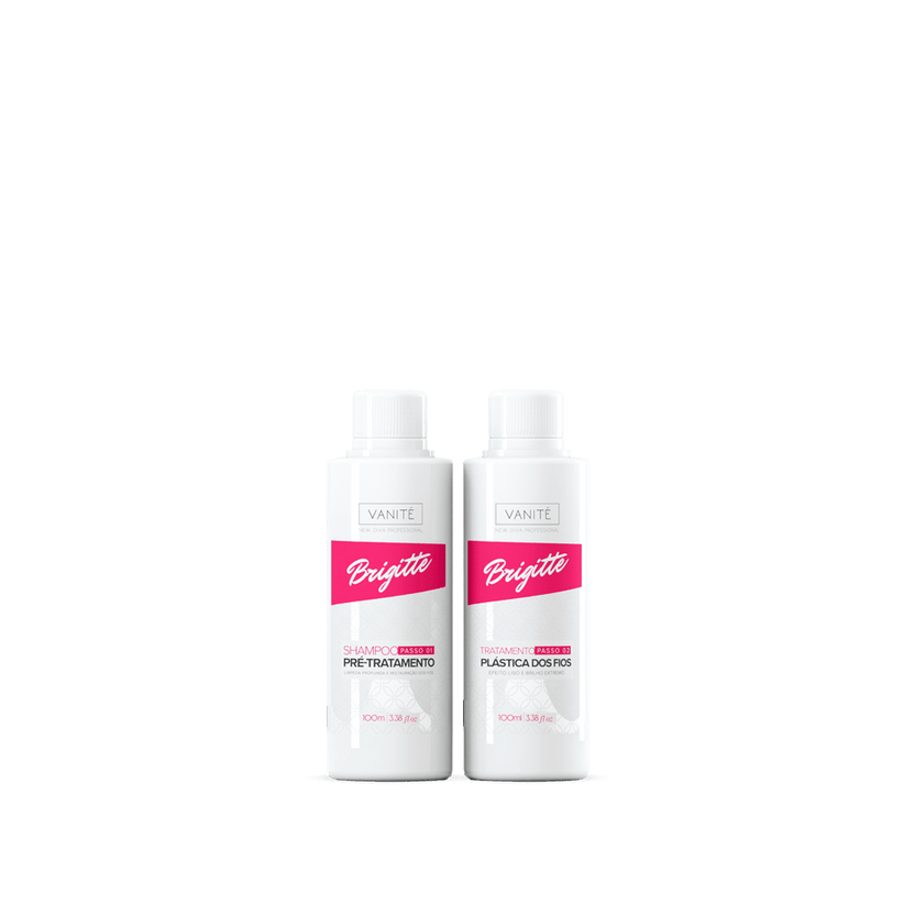 Kit oficial com um Shampoo Pré-Tratamento Brigitte 100 ml e uma Brigitte Plástica dos Fios 100 ml