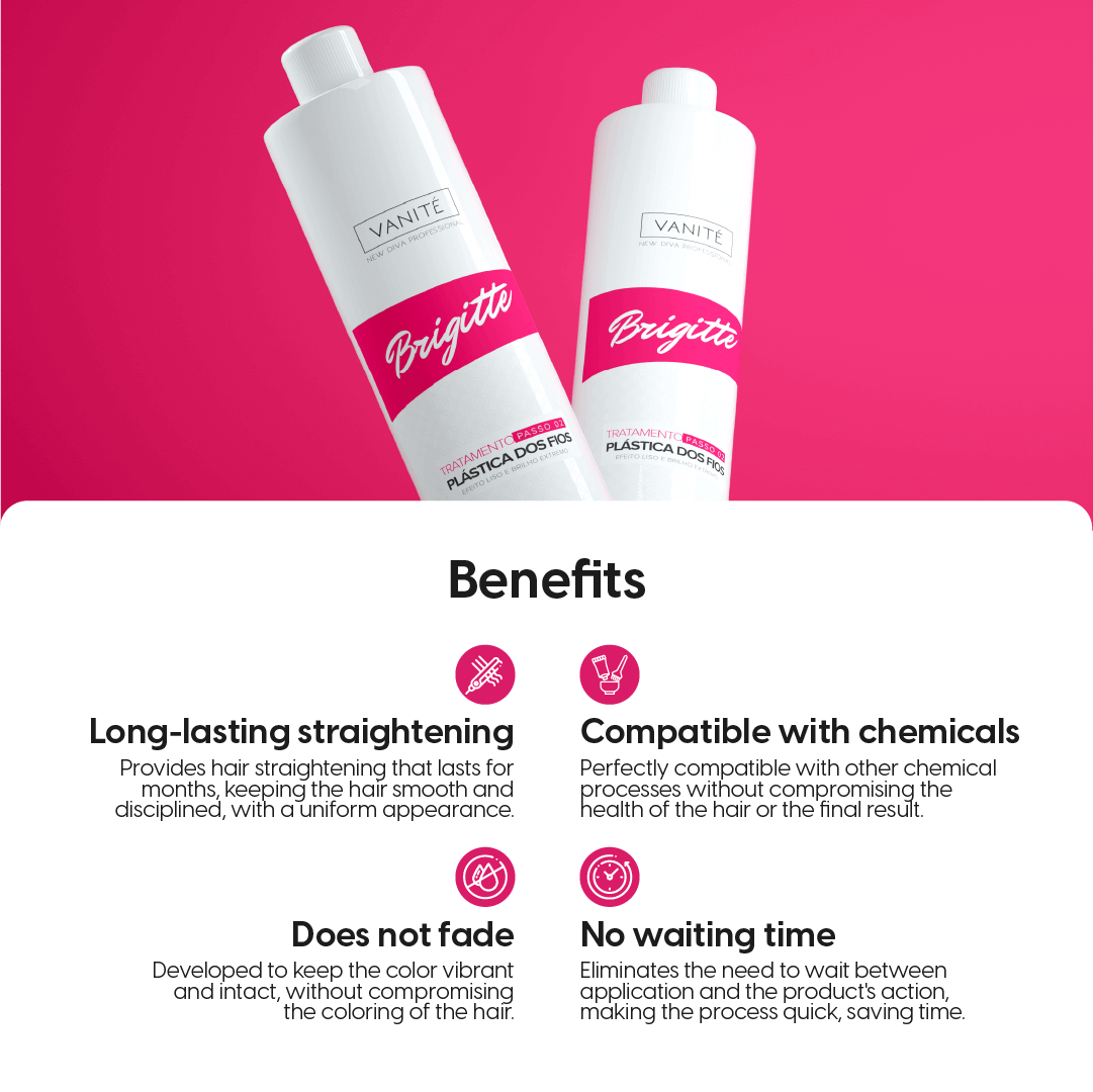 Brigitte Plástica dos Fios | Total Reduction of Volume and Frizz | For All Hair Types | 1000ml (33.8 fl oz)