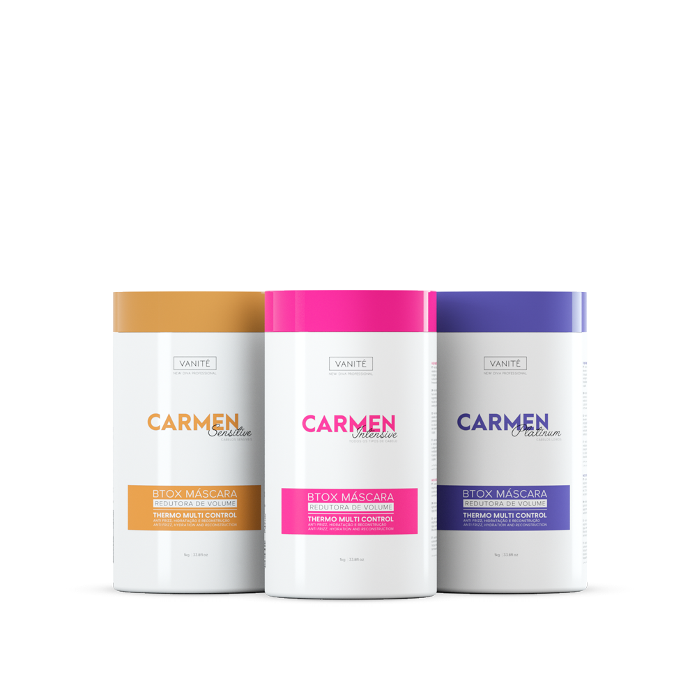 Kit - 1 Eining Btox Carmen Sensitive + 1 Eining Btox Carmen Platinum + 1 Eining Btox Carmen Itensive | Thermo Control Quaternized | 1 kg