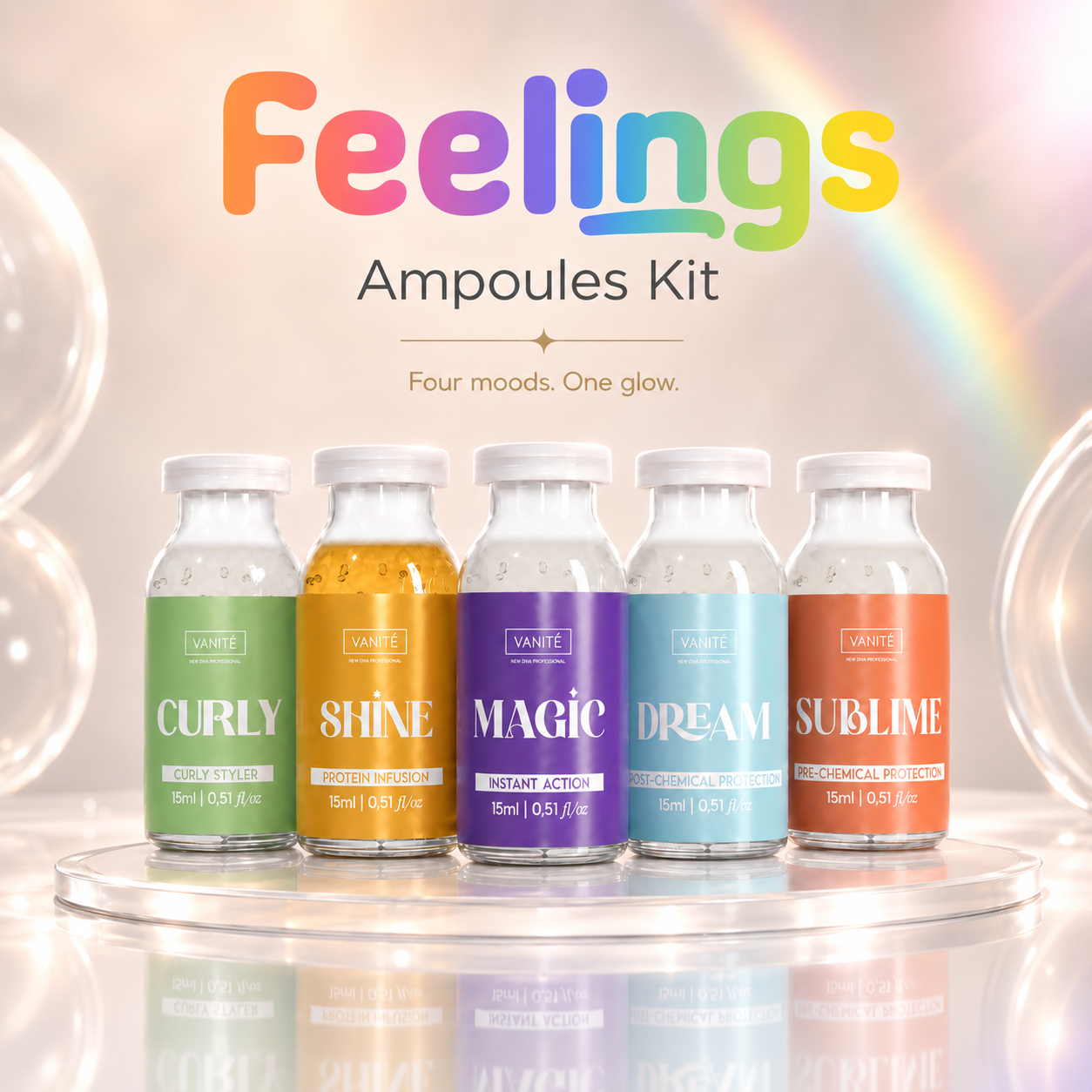Feelings Ampoule Kit – 5 Professional hármeðferðarlykjur | 5 x 15 ml