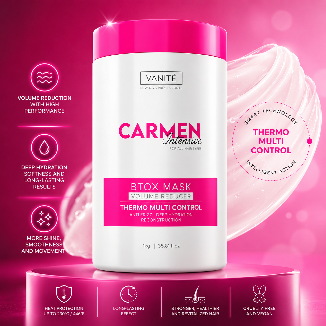 Btox Carmen Intensive | Rúmmálslækkun og vökvun | Fyrir allar hárgerðir | 1 kg