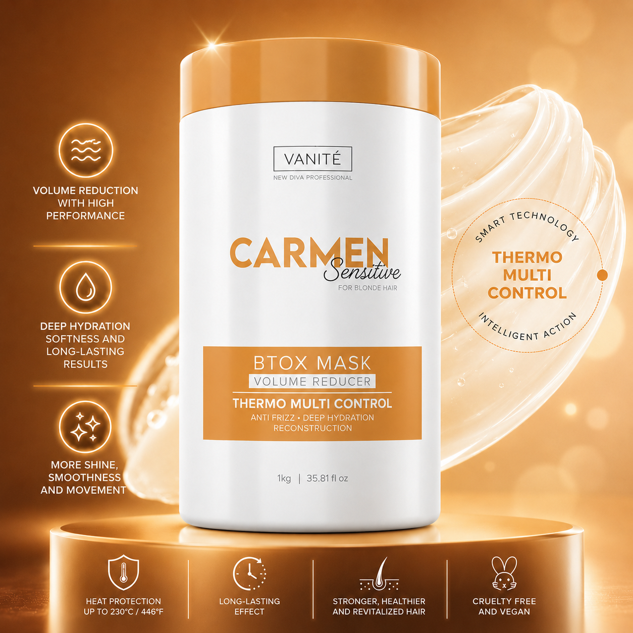 Kit - 1 eining Btox Carmen Sensitive + 1 eining Btox Carmen Platinum | Thermo Control Quaternized | 1 kg