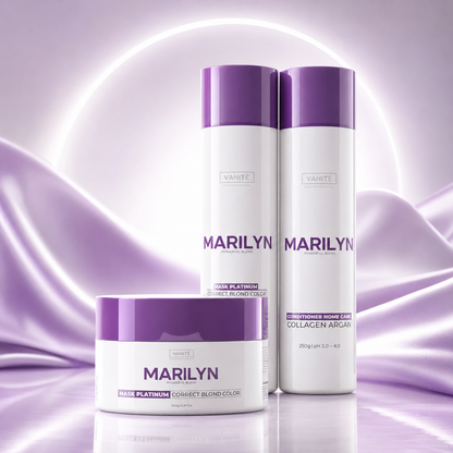 Kit - 6 Units Kotihoito Marlyn | 6 shampoota + 6 hoitoainetta + 6 naamiota | Blondidille ja harmaille