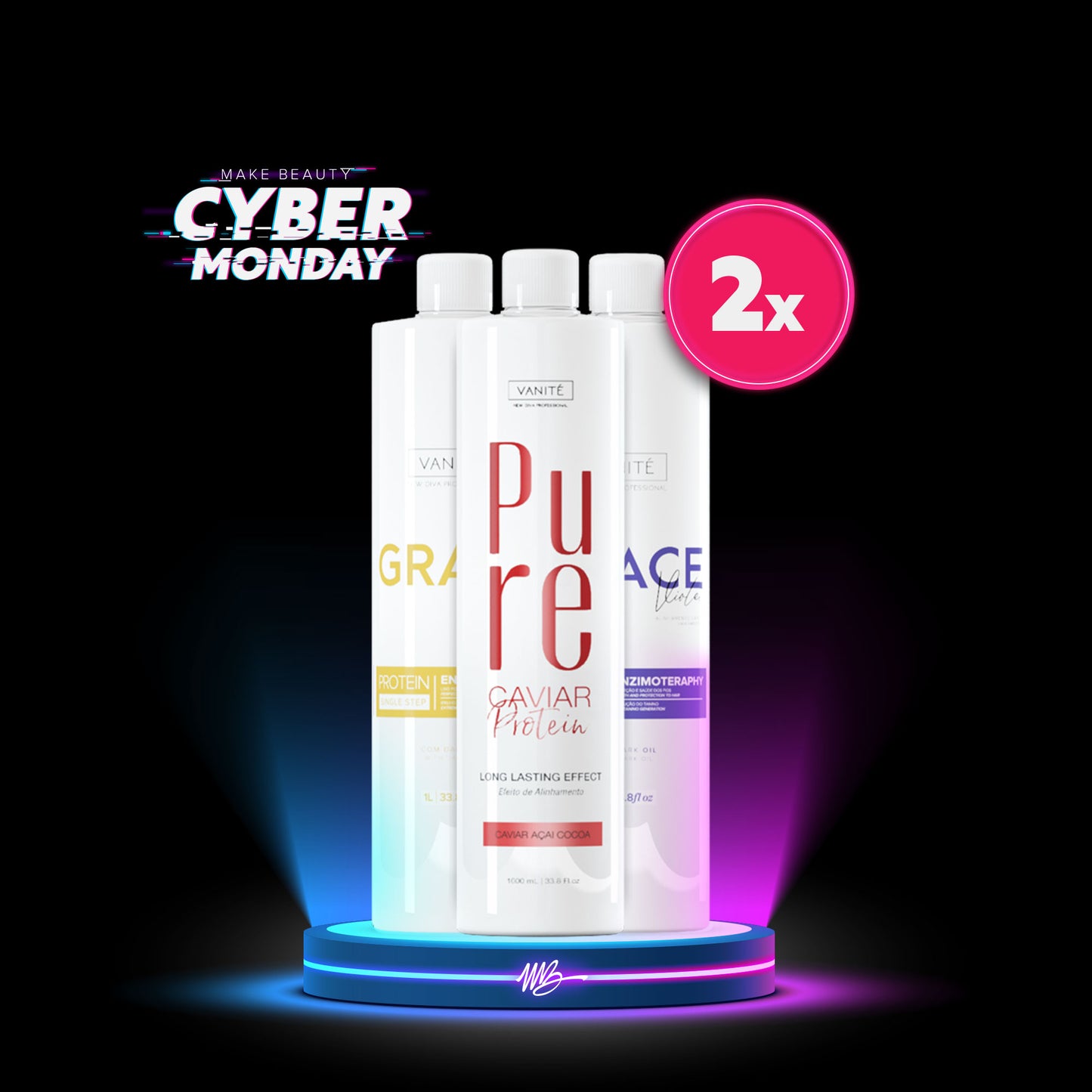 Kit 2 Pure Protein 1000ml + 2 Grace Violet 1000ml + 2 Grace Unique 1000ml (33.8 fl oz)