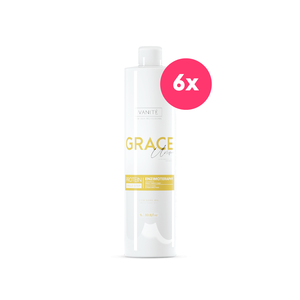 6 units Grace Unique | Straightening Without Odor and Without Burning | For All Hair Types | 1000ml (33.8 fl oz)