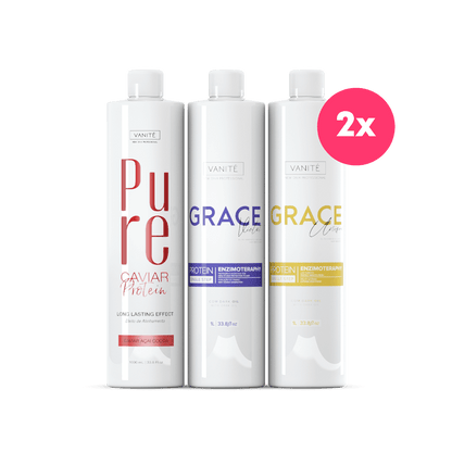 Kit 2 Pure Protein 1000 ml + 2 Grace Violet 1000 ml + 2 Grace Unique 1000ml (33,8 fl oz)