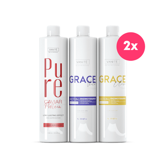 Kit 2 Pure Protein 1000ml + 2 Grace Violet 1000ml + 2 Grace Unique 1000ml (33.8 fl oz)