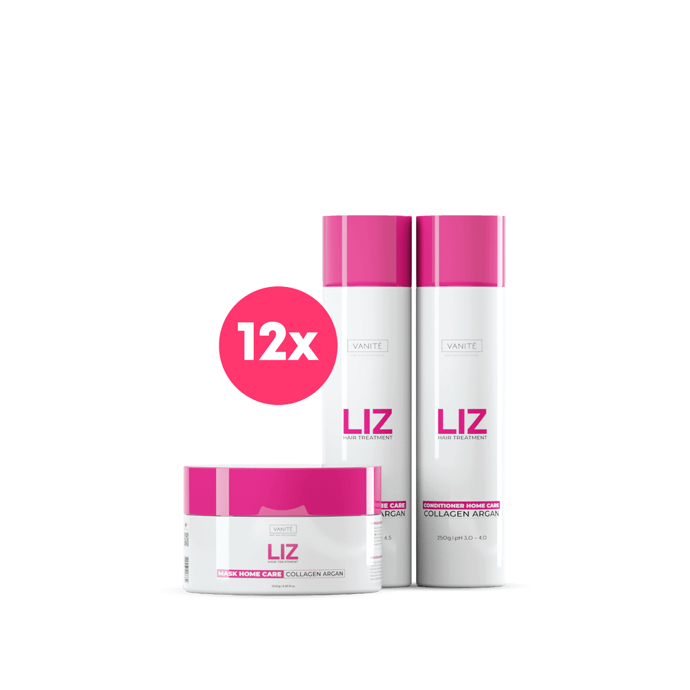 Kit - 12 Units Home Care Liz | 12 Shampoos + 12 Conditioners + 12 Masks | For All Hair Types