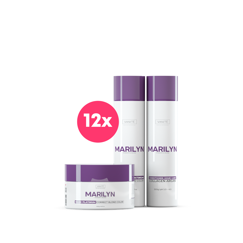 Kit - 12 units Home Care Marilyn | 12 Shampoos + 12 Conditioners + 12 Masks | For Blondes and Grays