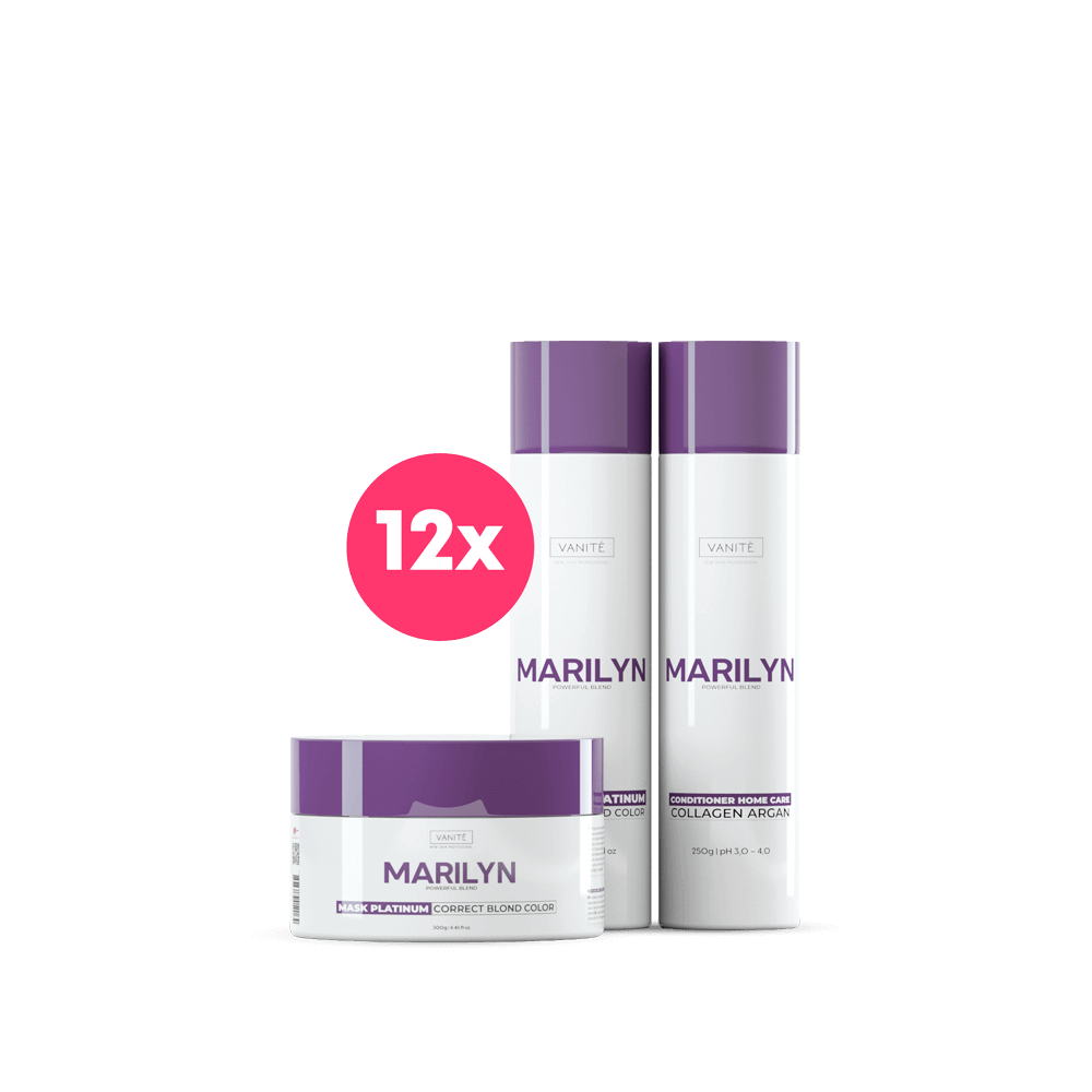 Kit - 12 units Home Care Marilyn | 12 Shampoos + 12 Conditioners + 12 Masks | For Blondes and Grays