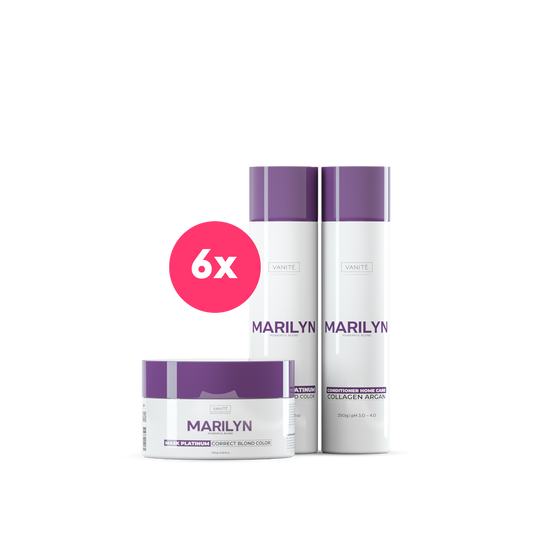 Kit - 6 Units Home Care Marlyn | 6 Shampoos + 6 Conditioners + 6 Masks | For Blondes and Grays