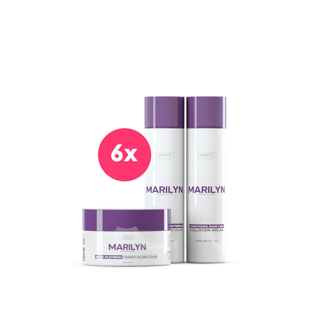 Kit - 6 Units Home Care Marlyn | 6 Shampoos + 6 Conditioners + 6 Masks | For Blondes and Grays