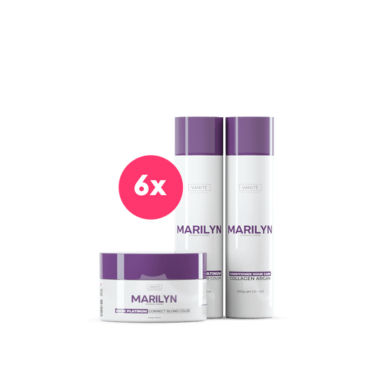 Kit - 6 Units Home Care Marlyn | 6 Shampoos + 6 Conditioners + 6 Masks | For Blondes and Grays