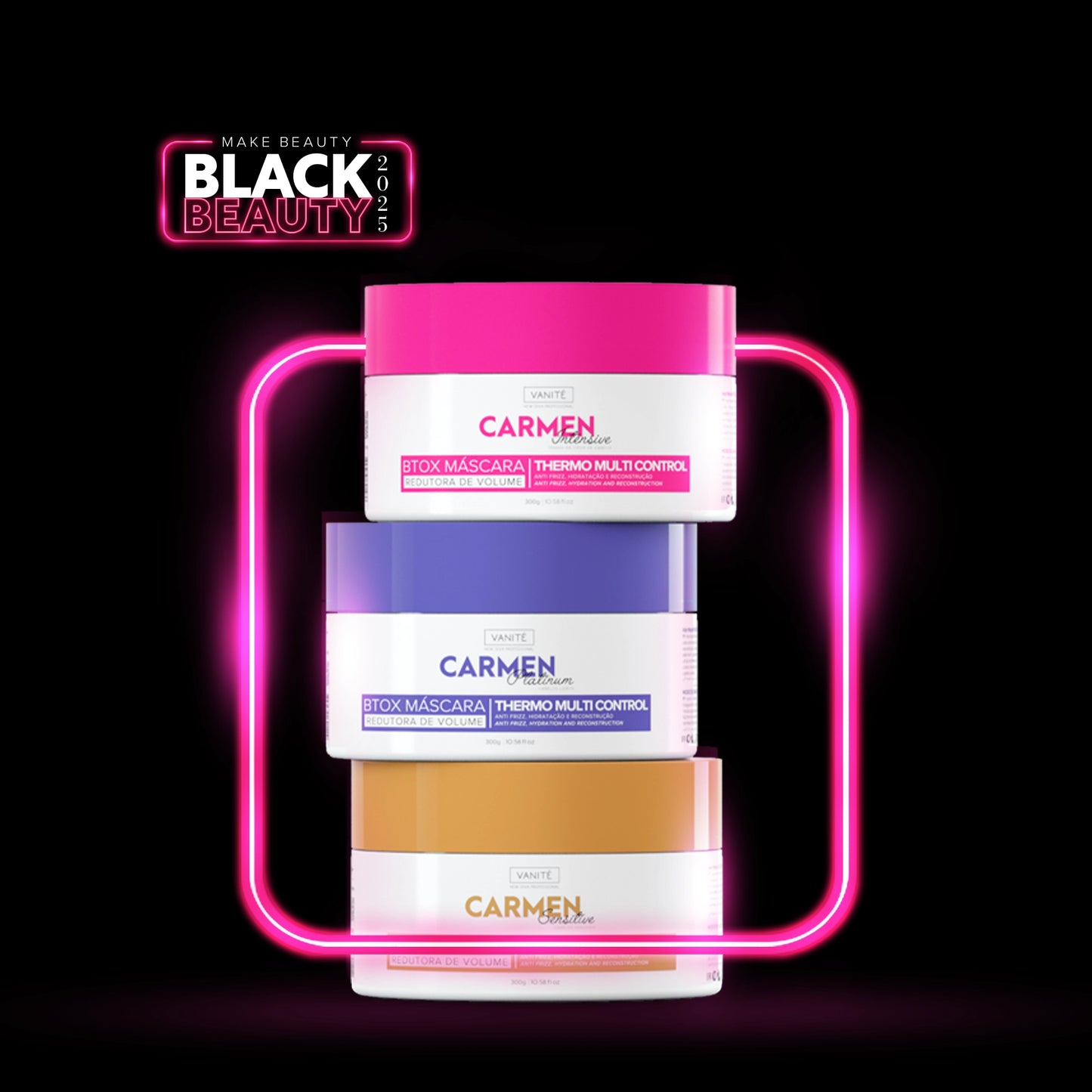 Kit - 1 Unit Btox Carmen Sensitive + 1 Unit Btox Carmen Platinum + 1 Unit Btox Carmen Itensive | Thermo Control Quaternized | 300g