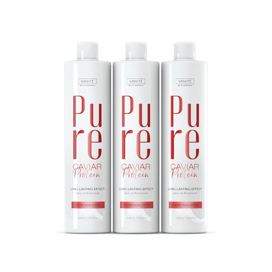 Kit - 3 Units Pure Protein | Semi Definitive Organic and Formaldehyde Free | For All Hair Types | 1000ml (33.8 fl oz) - Make Beauty International