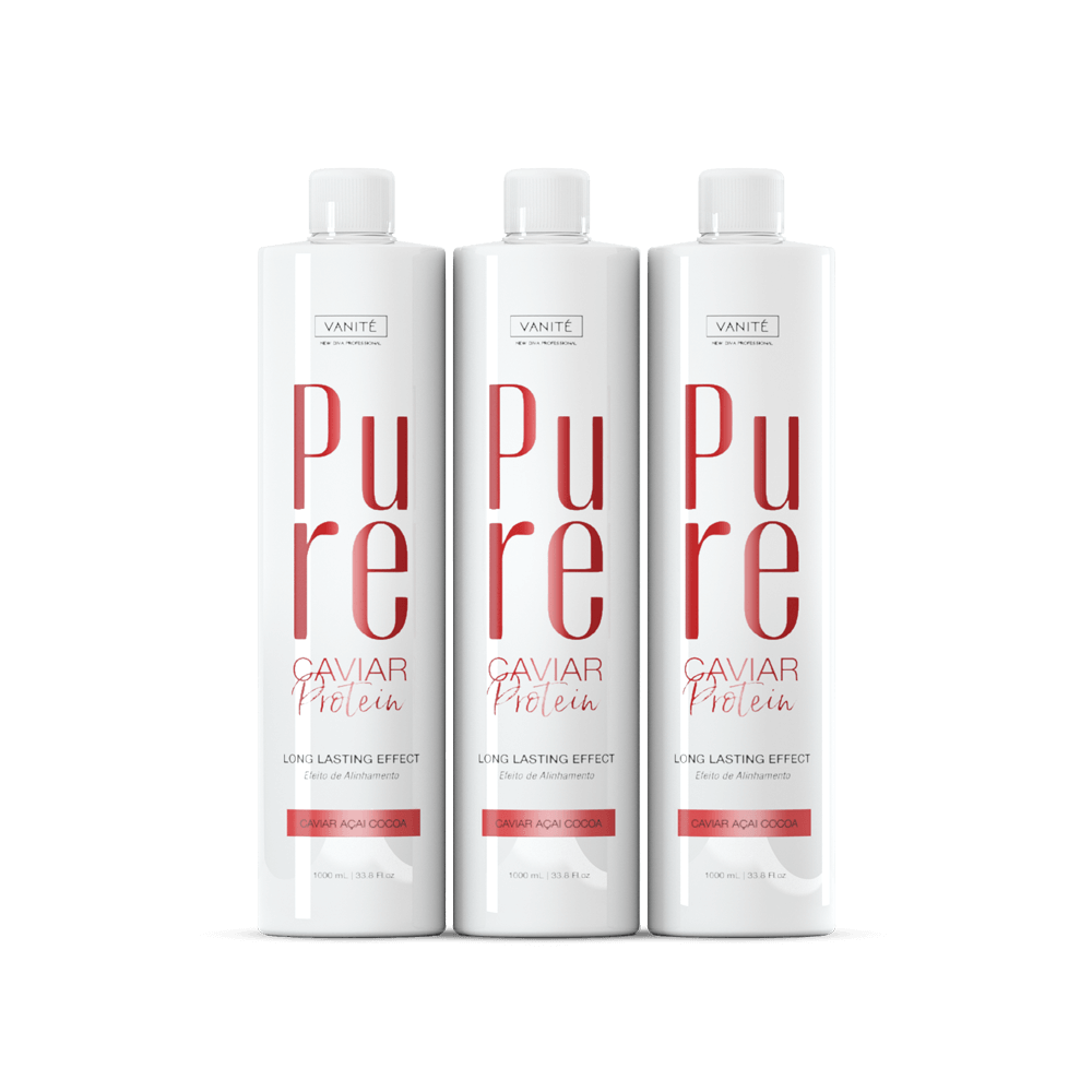Kit - 3 Units Pure Protein | Semi Definitive Organic and Formaldehyde Free | For All Hair Types | 1000ml (33.8 fl oz)