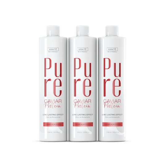 Kit - 3 Unidades Proteína Pura de Caviar | Semi Definitivo Livre de Orgânico e Formol | Para todos os tipos de cabelo | 1000ml