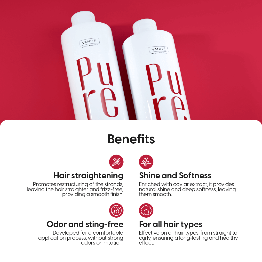 Kit - 3 Units Pure Protein | Semi Definitive Organic and Formaldehyde Free | For All Hair Types | 1000ml (33.8 fl oz)