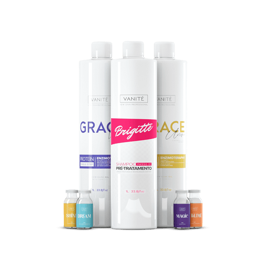 Kit Pro Beauty | 1 und Shampoo Brigitte 1000ml + 1 und Grace Violet 1000ml + 1 und Grace Unique 1000ml & 4 free ampoules - Make Beauty International
